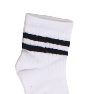 Erkek Çocuk Beyaz Siyah Çizgili Çorap