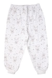 Kız Çocuk Ekru Tavşan Desenli Çıtçıtlı Pijama Takımı