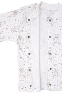 Kız Çocuk Ekru Tavşan Desenli Çıtçıtlı Pijama Takımı