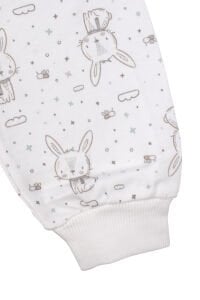 Kız Çocuk Ekru Tavşan Desenli Çıtçıtlı Pijama Takımı