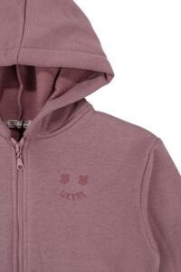 Kız Cocuk Mürdüm Luckies Yazılı 3 İp Kapüşonlu Hırka