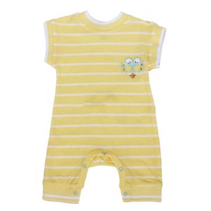 Unisex Sarı Beyaz Çizgili Alttan Çıt Çıtlı Tulum