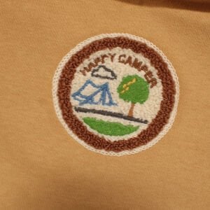 Erkek Cocuk Hardal Happy Camper Yazılı 3 İp Kapüşonlu