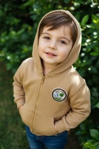 Erkek Cocuk Hardal Happy Camper Yazılı 3 İp Kapüşonlu