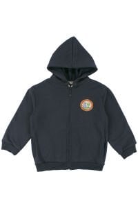 Erkek Cocuk Füme Happy Camper Yazılı 3 İp Kapüşonlu