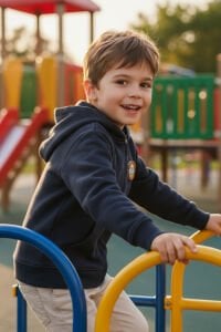 Erkek Cocuk Füme Happy Camper Yazılı 3 İp Kapüşonlu