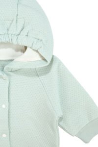 Kız Bebek Su Yeşili Kapitoneli Kapüşonlı Çıtçıtlı Me Nakışlı Hırka