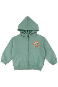 Erkek Cocuk Yeşil Happy Camper Yazılı 3 İp Kapüşonlu