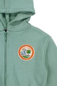 Erkek Cocuk Yeşil Happy Camper Yazılı 3 İp Kapüşonlu