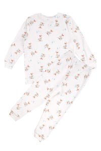 Unisex Ekru Ördek Baskılı Pijama Takımı