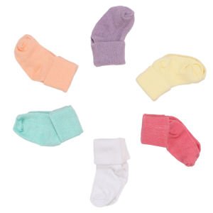 Unisex Beyaz Turkuaz Pembe 6 Renk Kıvrık Çorap 0-6 Ay