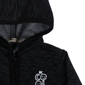 Erkek Bebek Siyah Be Cool Yazılı 3 İp Kapüşonlu