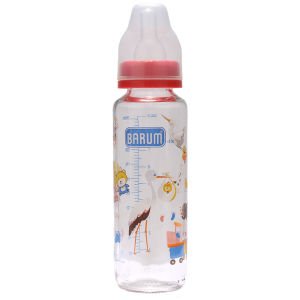 Barum Cam Leylekli Teren Desenli Bebek Biberon Kırmızı 250 ml