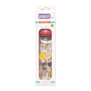 Barum Cam Leylekli Teren Desenli Bebek Biberon Kırmızı 250 ml