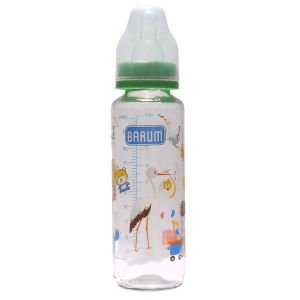 Barum Cam Leylekli Teren Desenli Bebek Biberon Yeşil 250 ml