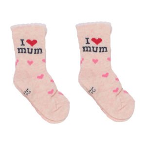 Kız Bebek Somon Pembe I Mum Kalpli 2'li Havlu Çorap