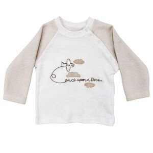 Erkek Bebek Ekru Bej Uçak Desenli 2'li Takım