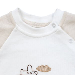 Erkek Bebek Ekru Bej Uçak Desenli 2'li Takım