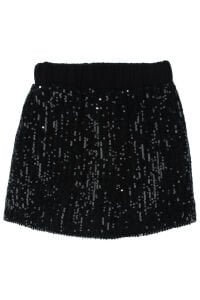 Kız Çocuk Siyah Parlak Fiyonk Desenli Payet Etekli 2'li Takım