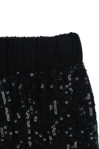 Kız Çocuk Siyah Parlak Fiyonk Desenli Payet Etekli 2'li Takım