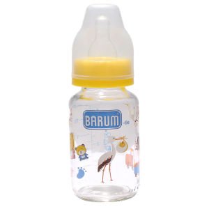 Barum Hayvan Desenli Kiraz Uçlu Sarı Cam Biberon 125 ml