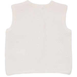 Unisex Bebek Ekru Kapitoneli Penguen Desenli Çıtçıtlı Penye Yelek