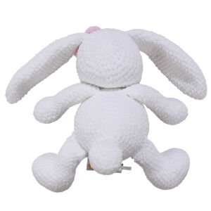 Amigurumi Beyaz Pembe Büyük Tavşan Gece Lambası Pilli Aksesuar Oyuncak