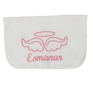 Pembe  Esmanur Yazılı İsme Özel Kanat Nakışlı 8 Parça Hastane Çıkış Seti