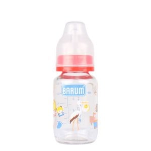 Barum Hayvan Desenli Kiraz Uçlu Kırmızı Cam Biberon 125 ml