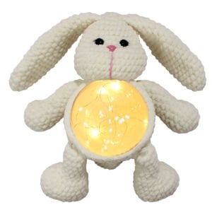 Amigurumi Ekru Krem Tavşan Gece Lambası Pilli Aksesuar Oyuncak