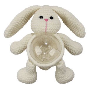Amigurumi Ekru Krem Tavşan Gece Lambası Pilli Aksesuar Oyuncak