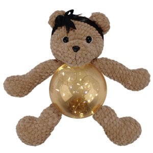 Amigurumi Kahve Bandanalı Ayıcık Gece Lambası Pilli Aksesuar Oyuncak