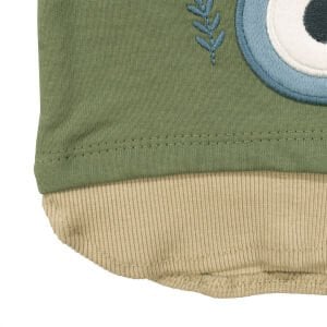 Erkek Bebek Yeşil Sarı Kepçe Desenli Yakalı 2'li Takım