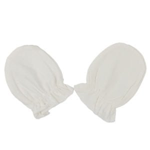 Düz Ekru Lastikli Pamuklu Eldiven