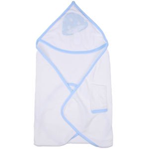 Erkek Bebek Mavi Mantar Desenli Havlu Lif Set