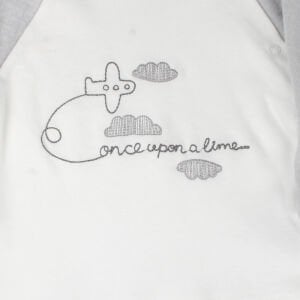 Erkek Bebek Gri Beyaz Uçak Desenli 2'li Takım