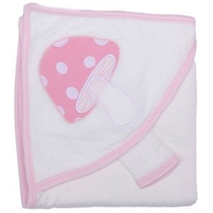 Kız Bebek Pembe Mantar Desenli Havlu Lif Set