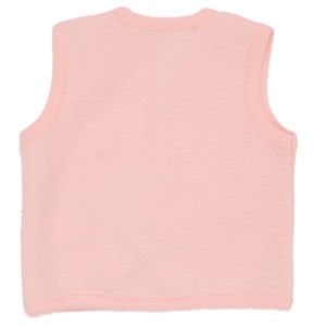 Kız Bebek Somon Kapitoneli Penguen Desenli Çıtçıtlı Penye Yelek