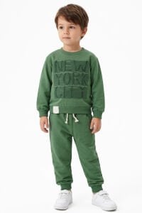Erkek Çocuk Yeşil New York Yazılı 2'li Takım