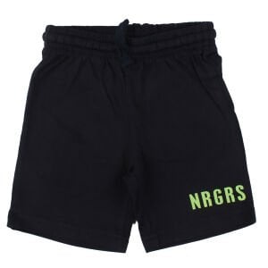 Unisex Siyah Baskılı Penye İpli Şort