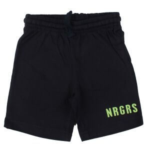 Unisex Siyah Baskılı Penye İpli Şort