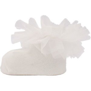 Kız Bebek Ekru Bileği Tüllü Çorap 0-6 Ay