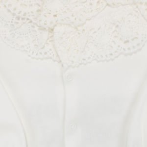 Kız Bebek Ekru Fisto Dantelli Bereli İsme Özel Tulum 0-3 Ay
