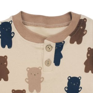 Erkek Bebek Bej  Ayıcık Desenli 2'li Takım