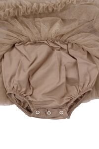 Kız Bebek Kahve Dantelli Tüllü Zıbınlı Elbise