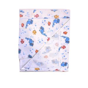 Unisex Beyaz Yunus Balıklı Desenli Pazen Battaniye 80*90 cm