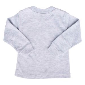 Unisex Gri Sade Uzun Kol Çıtçıtlı Body