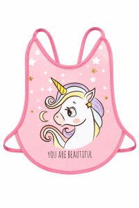Kız Bebek Pembe Unicorn Desenli Su Geçirmez Önlük