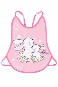Kız Bebek Pembe Tavşan Desenli Su Geçirmez Önlük