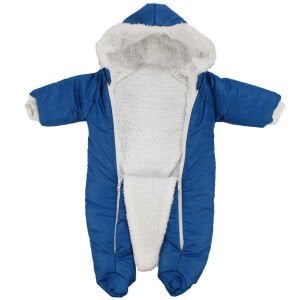 Erkek Bebek Mavi Çift Fermuarlı İçi Peluş Patikli Kozmonot
